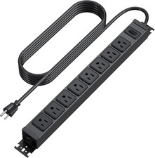 Metal 360 Rotating Mountable Power Strip, 8 Outlet Gaming Table Mounted Outlet