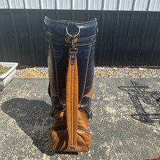 Vintage HOT Z Brown Leather/Blue 6 Way Golf Cart Bag