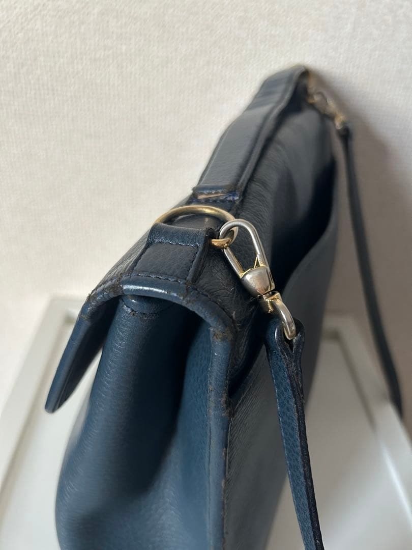 Auth Christian Dior Bag Flap Handbag Vintage Navy Leather Crossbody Women's thumbnail 6