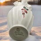 FENTON GLASS CHRISTMAS VASE W RUFFLED TOP Milk Glass 7" W Floral Design SIGNED