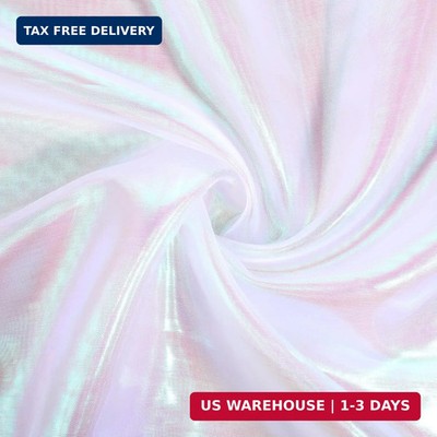 11 Yards Iridescent Sheer Organza Fabric, 59 Inches Wide Gradient Rainbow Laser