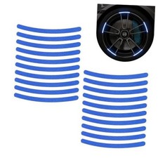 Car Wheel Rim Reflective Strips, Safety Warning Decorative Decals, 20 PCS Blue