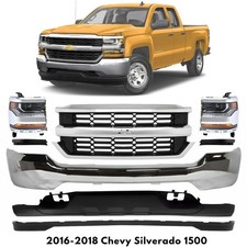 Front Bumper Chrome & Headlights Assembly Kit For 2016-2018 Chevy Silverado 1500