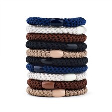 Knekkies Haargummi Set 10er Damen M&auml;dchen Elastisch Geflochten Armband Schwarz