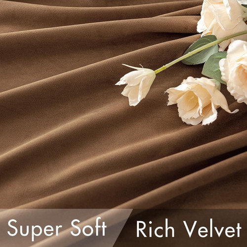 Back Tab & Rod Pocket Velvet Curtains 96 Inches Long 2 Panels Set, Brown Clas... - Picture 4 of 7