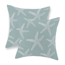 Pillow Covers 18x18 Inch Set of 2 18" x 18" Pack of 2 Seafoam Blue Starfish