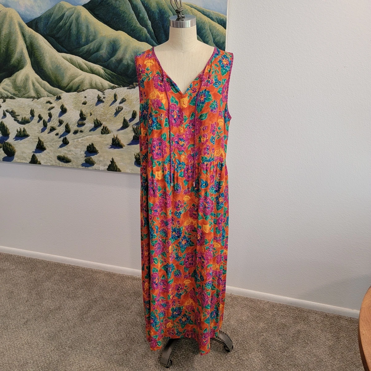 maxi dress cotton for women Cotton Blend Button Front Maxi Dress
