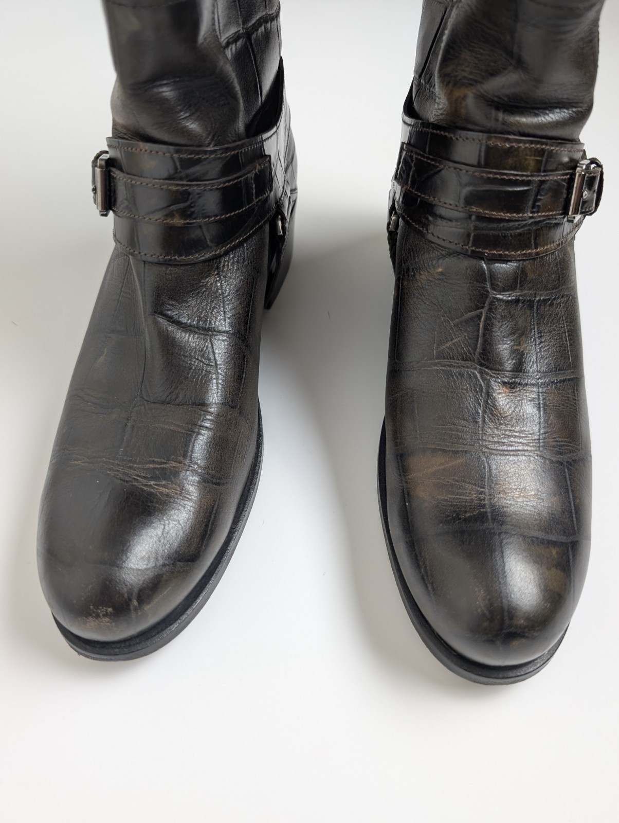 Christian Dior Women’s Harness Boots EU 41 / US 10–10.5 Made in Italy Croc Print image 3