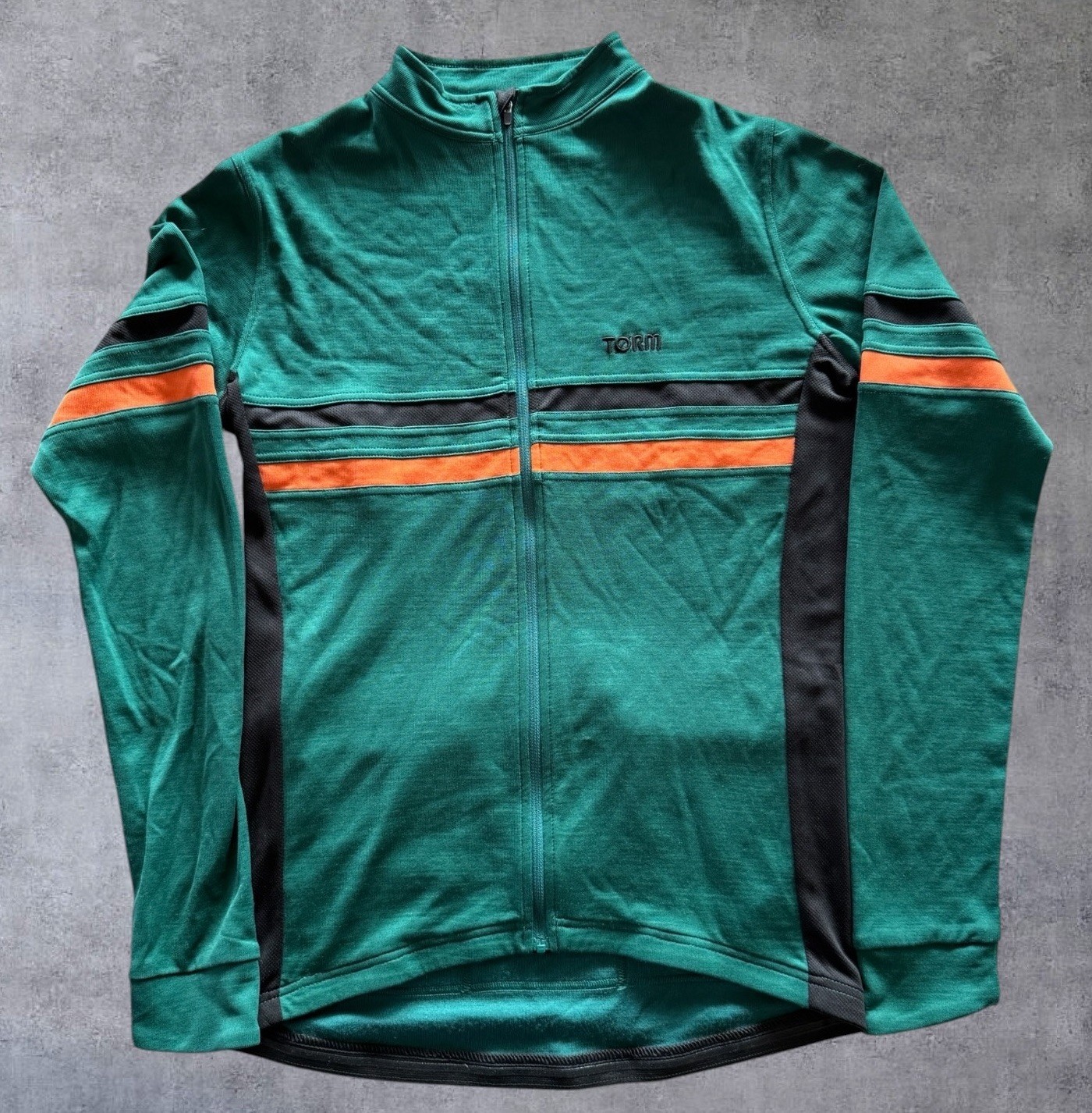 (Pre-owned) TORM Merino Wool Cycling Jersey Mens Large Green Long Sleeve Sportwool Full Zip (49.95 USD)
