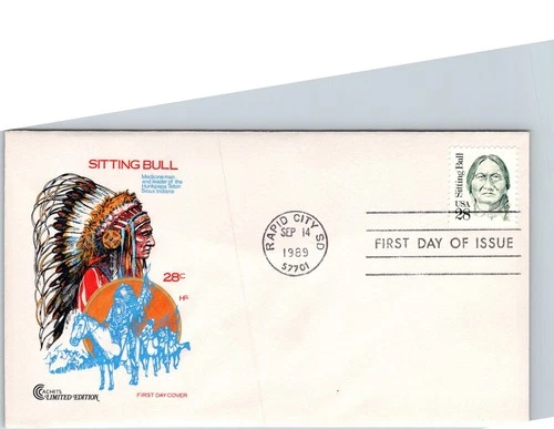 S07-4076, SITTING BULL, FAMOUS INDIAN CHIEF, BB, HF/COVER CRAFT CACHETS, FDC
