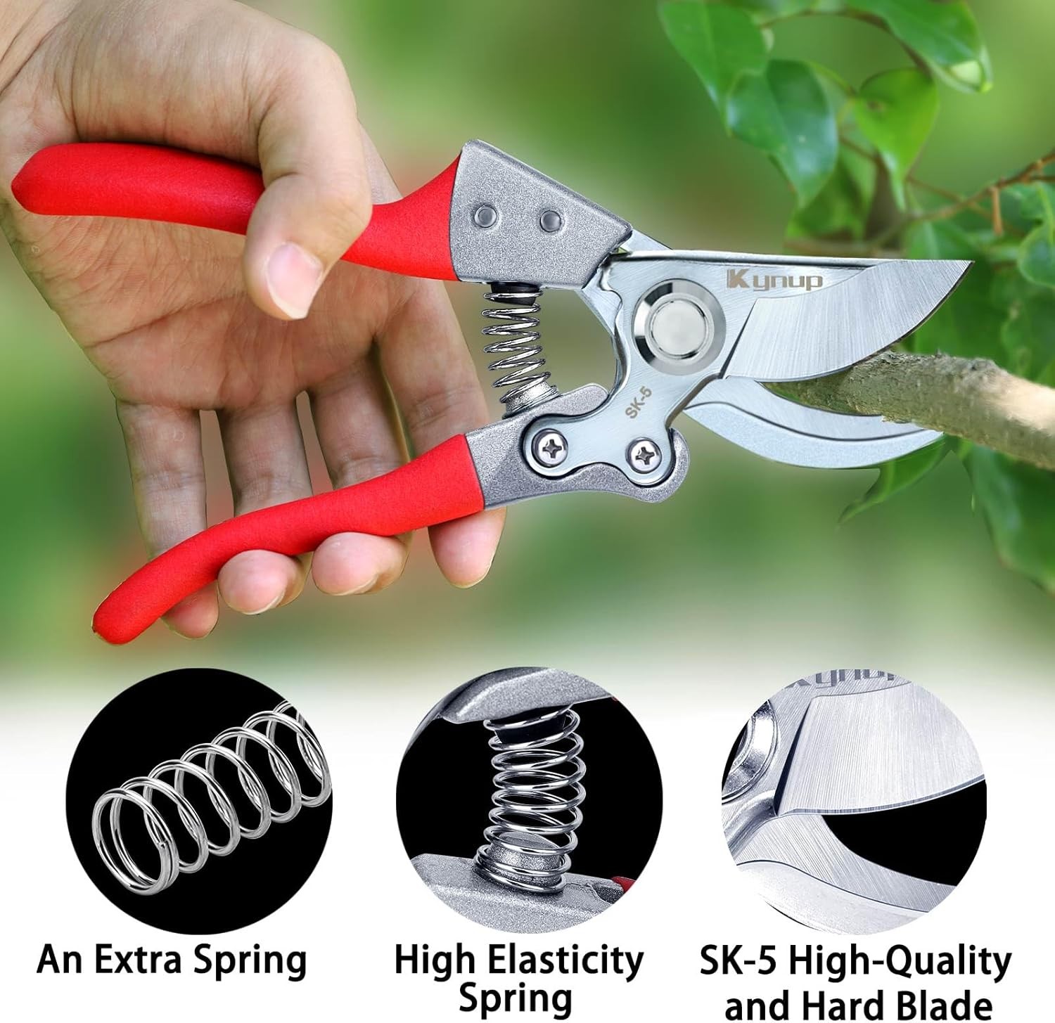 Kynup Pruning Shears, Gardening Pruners Scissors, Professional Bypass Red 