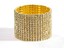 thumbnail 6 - 12 Row Gold rhinestone diamond crystals stretch Cuff Bridal Bracelet 2841