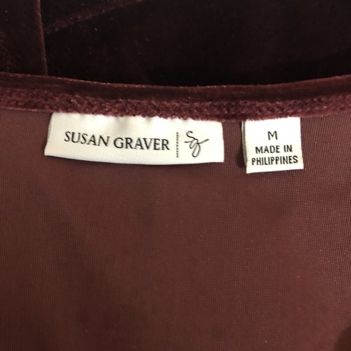 Susan Graver Damen Burgunderrot Velours V-Ausschnitt Kleid Größe Medium Urlaub Büro Kern - Bild 6 von 10