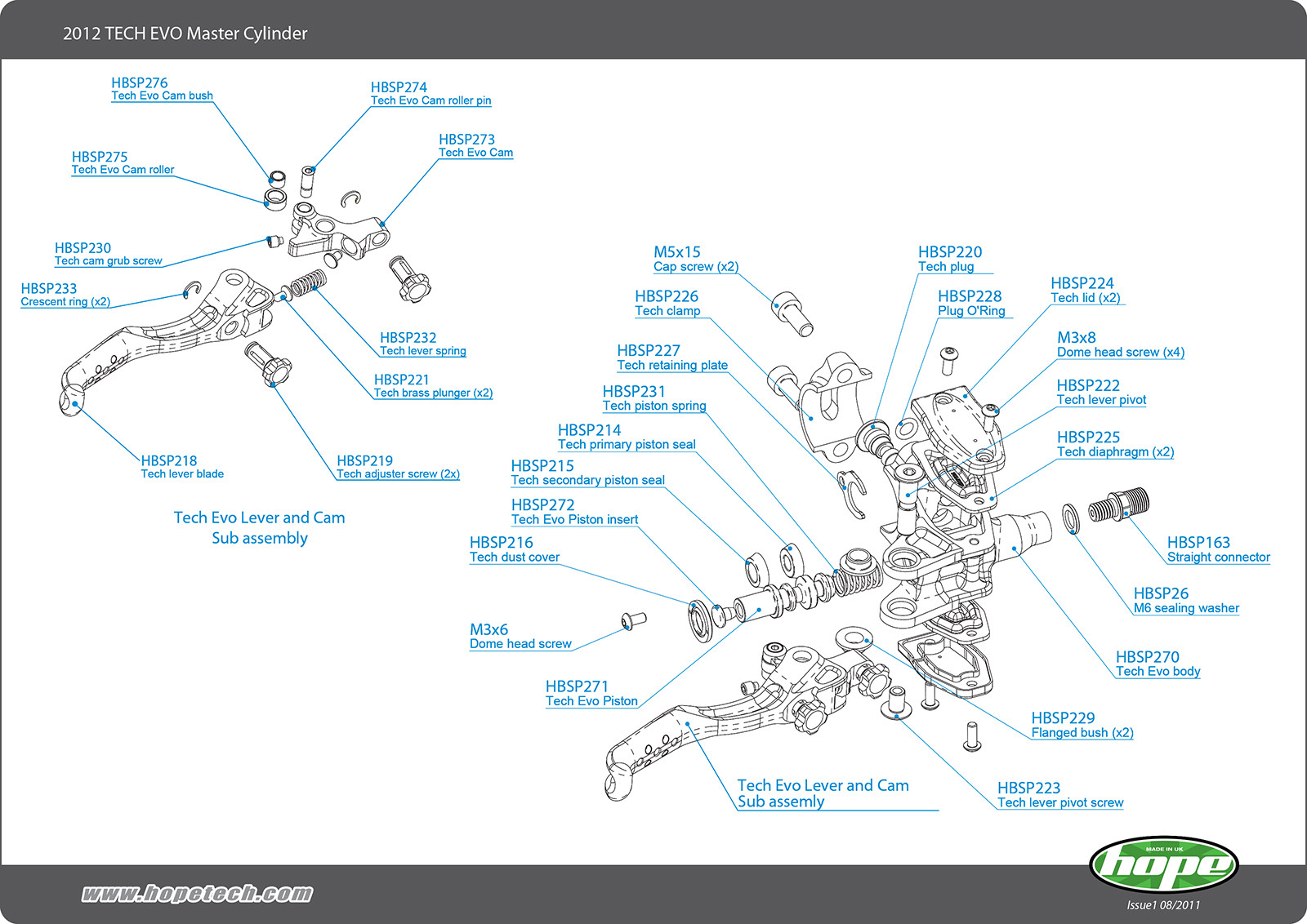 Hope Tech / Tech Evo Master Cylinder Spare Blanking Plug HBSP220