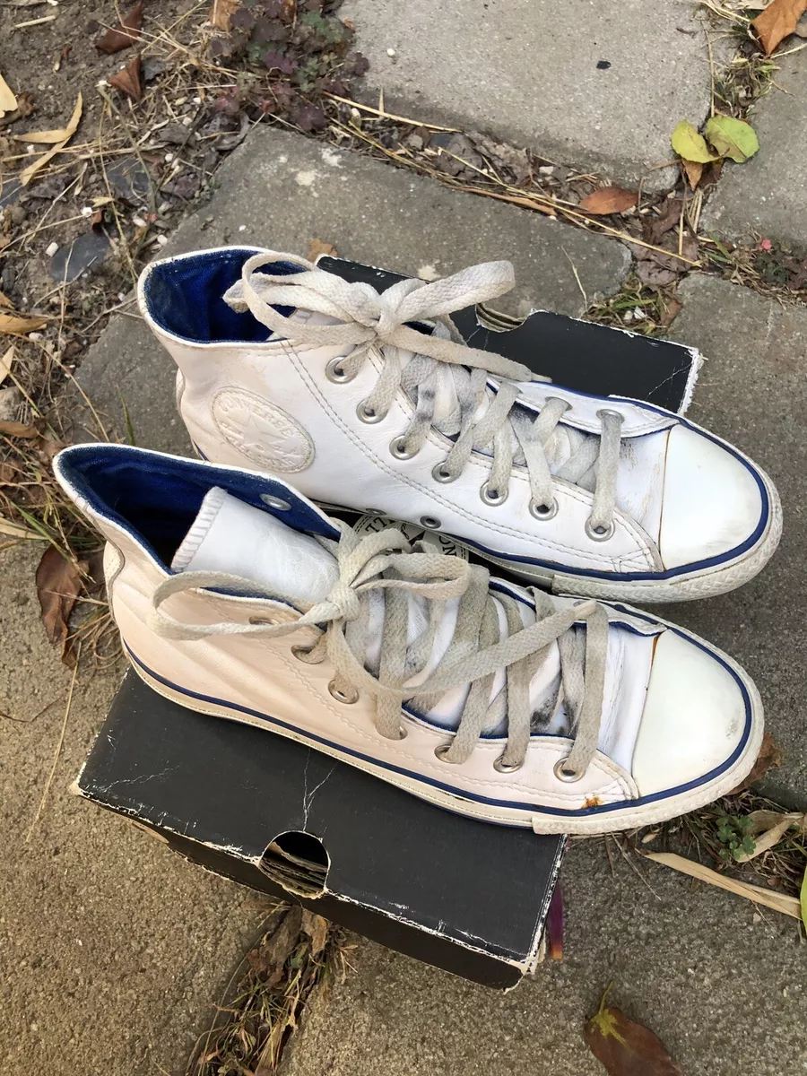 reservorio melón Armonía Converse All Star Chuck Taylor Leather White Hi Tops Shoes | eBay