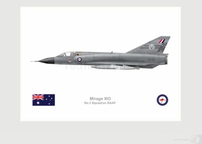 Warhead Illustrated Mirage IIIO 3 Sqn RAAF A3-87 Aircraft Print