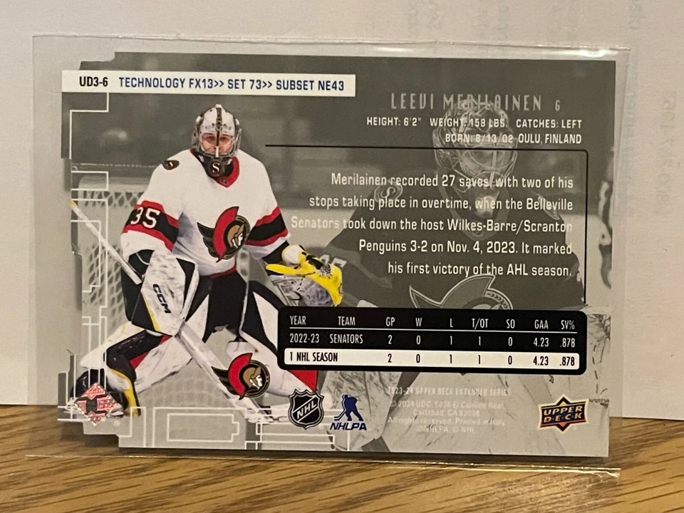 2023-24 Upper Deck UD3 Leevi Merilainen #UD3-6 UD Extended Series Rookie - Image 2 of 2