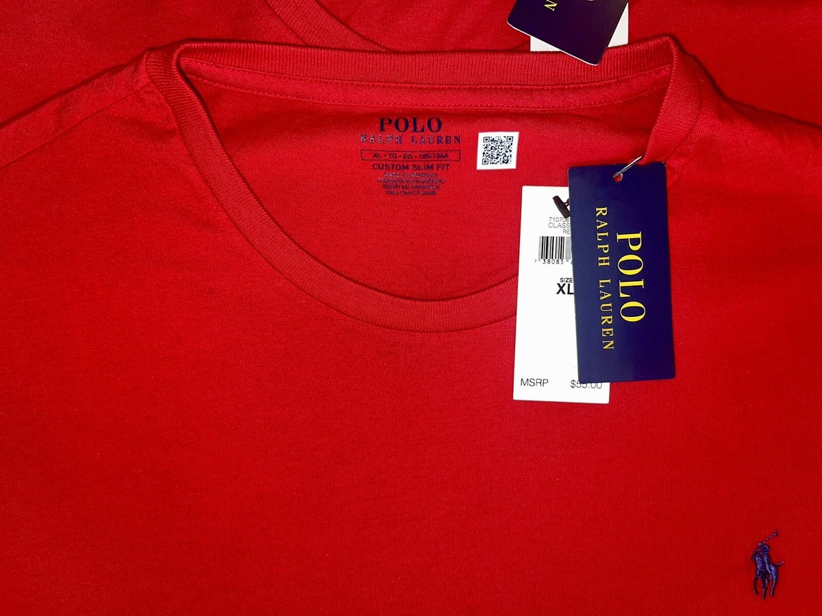 ★★POLO RALPH LAUREN★★ Custom Slim Crew Neck T-Shirt Red Genuine Polo Ralph Lauren Custom Slim Crew Neck T -shirt