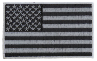 Black and Gray American Flag Patch- 5x3 inch - P5644