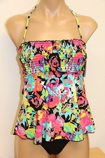 New Kenneth Cole Reaction Swimsuit Tankini 2pc Set Sz S MLT Strap