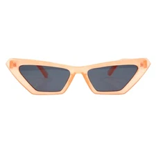 Bright Neon Orange Sunglasses Geometric Trapezoid Shape UV400