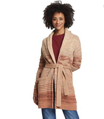 NWT Pendleton Women's Monterey Belted Cotton Cardigan Sweater Large Artisan Rust