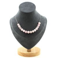 Halskette 15 Perlen Rosenquarz 8 Mm Kette Aus Edelstahl Halskette FüR Frauen