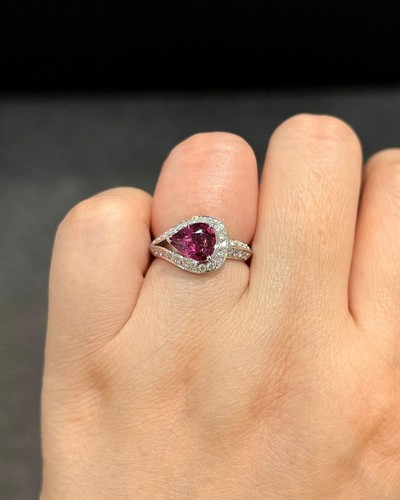 Sister birthday gift ring Stone &ring shape pear design tourmaline silver ring . - Picture 3 of 4