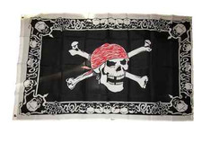 3x5 Jolly Roger Pirate Bandana Skull Bordered Flag 3'x5' Banner Brass Grommets