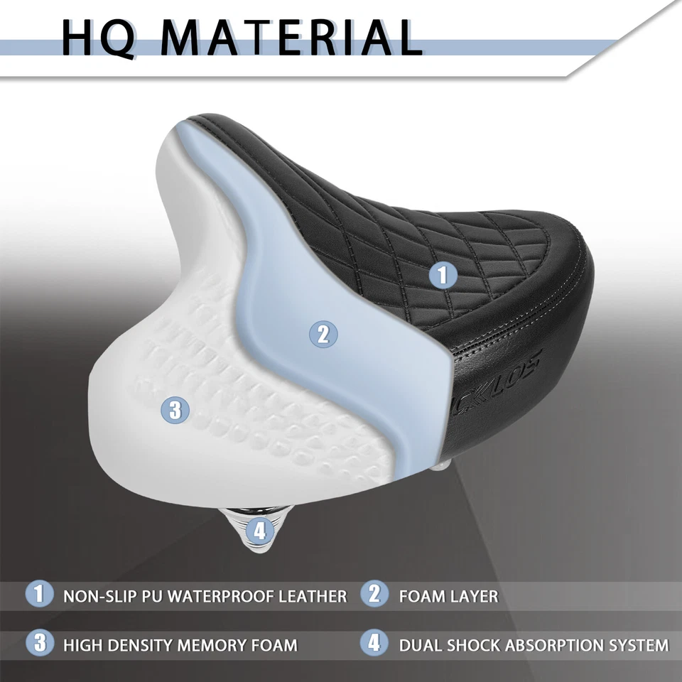 Asiento de sillín de bicicleta BUCKLOS retro Cruiser vintage clásico cómodo cojín de asiento con herramientas Foto 4 de 4