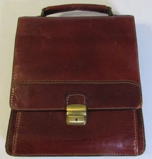 Giudi Italy Leather Messenger Satchel Organizer Bag w/Lock - Brown (NO STRAP)