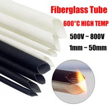 1 50mm White/Black 600 C HIGH TEMP Fiberglass Sleeve Wire Cable Insulation Tube