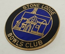 VINTAGE STONE LODGE BOWLS CLUB PIN BADGE BOWLING ASSOCIATION COLLECTABLE