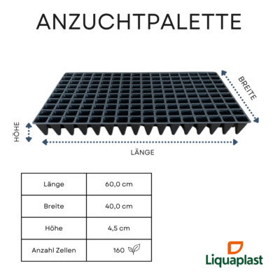 Anzuchtpalette für  160 Sämlinge Anzuchtplatte Eckig Saatpalette 60x40 cm