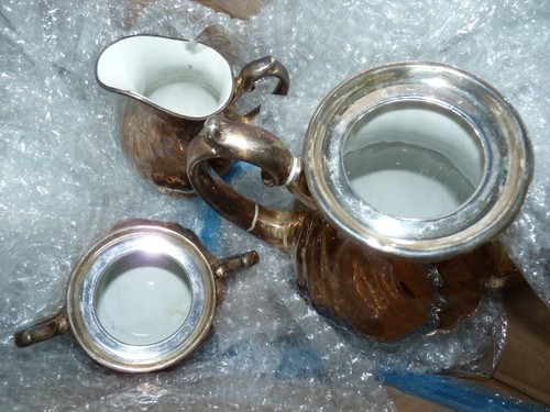 Fine 3-Piece WMF Marked Lidded Coffee Set Silver on Porcelain VGC, Pot H 26 cm - Picture 9 of 12