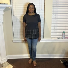 Doe & Rae NWT Short Sleeve Tunic T Shirt Top Black  Women's Size M Casual Preppy