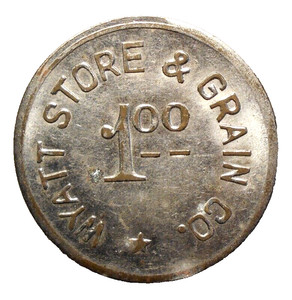 c 1920s WYATT MISSOURI $1.00 INGLE TOKEN - WYATT GENERAL STORE & GRAIN CO.