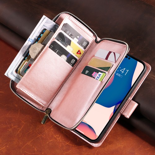 Zip Wallet Case Magnetic Flip Cover for iPhone 6S 7 8 Plus XR 11 12 13 14 15 16 - Picture 6 of 17