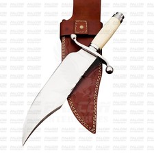 Custom Handmade steel D2 tool hunting bowie knife with bone handle