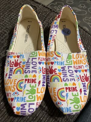 Toms Alpargata Unity ❤️ Love Wins ❤️ PRIDE Rainbow Canvas Shoes Women’s  NEW