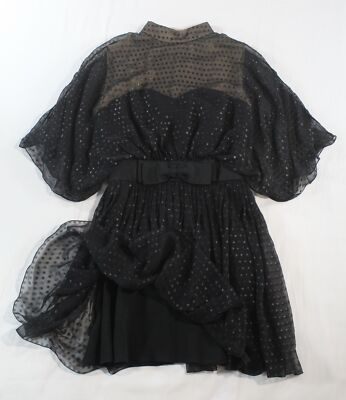 SAINT LAURENT - $2,490 BLACK ''POLKA DOT'' OVERLAY DRESS (SOLD-OUT!!) FR38