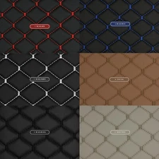 Quilted Vinyl Grain Faux Leather Upholstery Fabric Diamond | 2"x2" -4mm Foam 55"