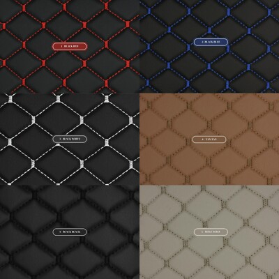 Quilted Vinyl Grain Faux Leather Upholstery Fabric Diamond | 2''x2'' -4mm Foam 55''