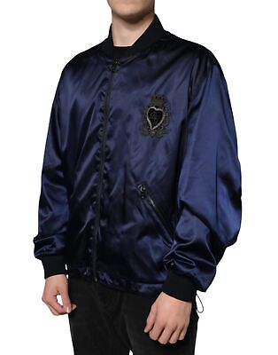 Dolce & Gabbana Blue Crown Heart Full Zip Men Bomber Men's Dolce & Gabbana Blue Crown Heart Full Zip Men Bomber Men's
