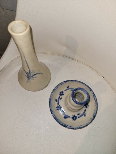 Vintage homestead Art Pottery CANDLE HOLDER -Floral / small vase - Picture 8 of 11