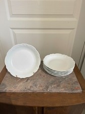 Ancienne 6x Assiette Creuse  Porcelaine Blanc LIMOGES Coquet 20 cm