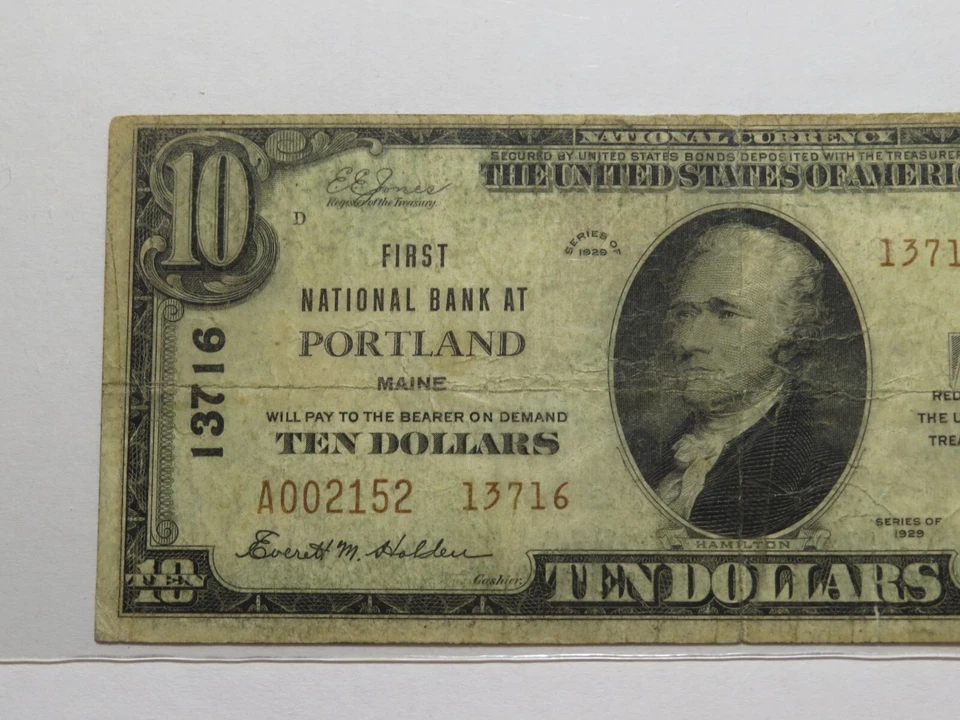 $10 1929 Portland Maine ME National Currency Bank Note Bill Charter #13716 PCGS - Image 2 of 4