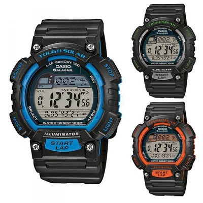 Montre Homme CASIO SOLAR STL-S100H Silicone Noir Bleu Solaire Chrono DD |  eBay