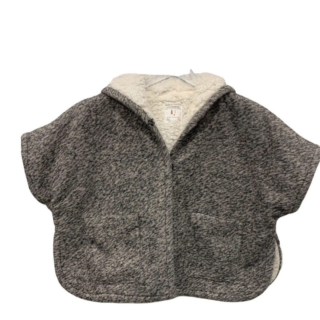 Zara Girls Outerwear Size 7 8 128 cm Hooded Poncho Gray Fleece