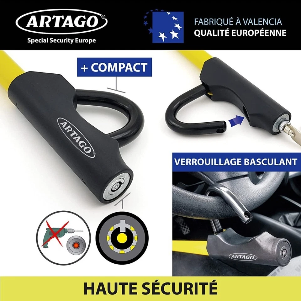 Barre Antivol Volant Pédale Voiture Auto Canne Réglable Universelle 74 cm - Photo 4/4
